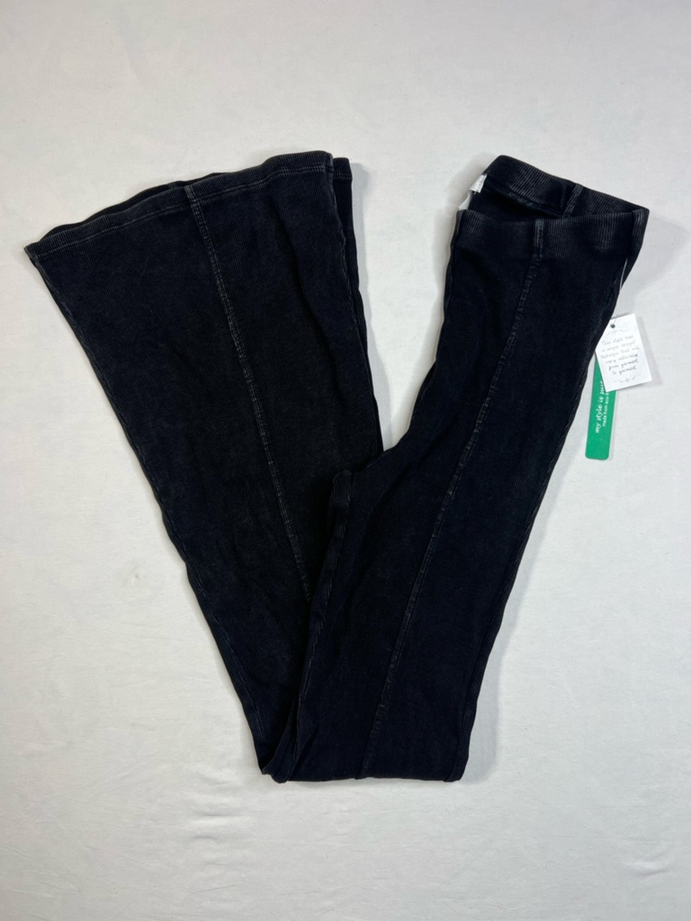NWT Stitch & Pine Charcoal Grey Ribbed Flare Stretchy Yoga Pants
